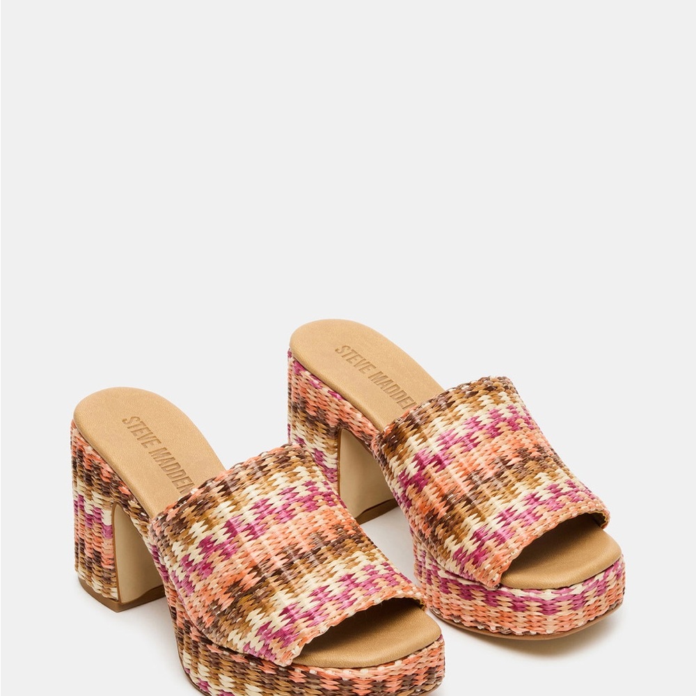 NEW! STEVE MADDEN KOLA PINK RAFFIA. NIB SZ 7 - Picture 2 of 5